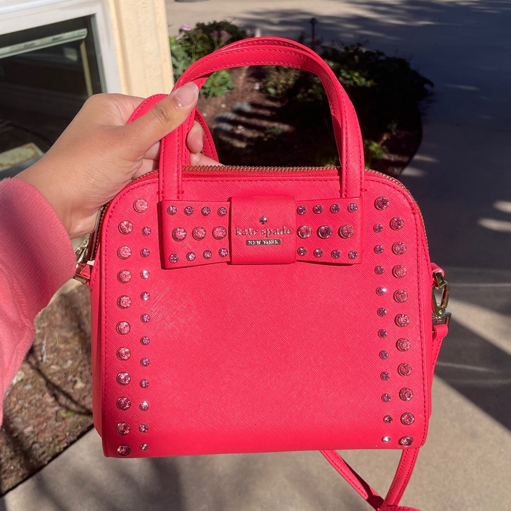 Kate Spade Merriam Davies Pink Studded Bow Handbag